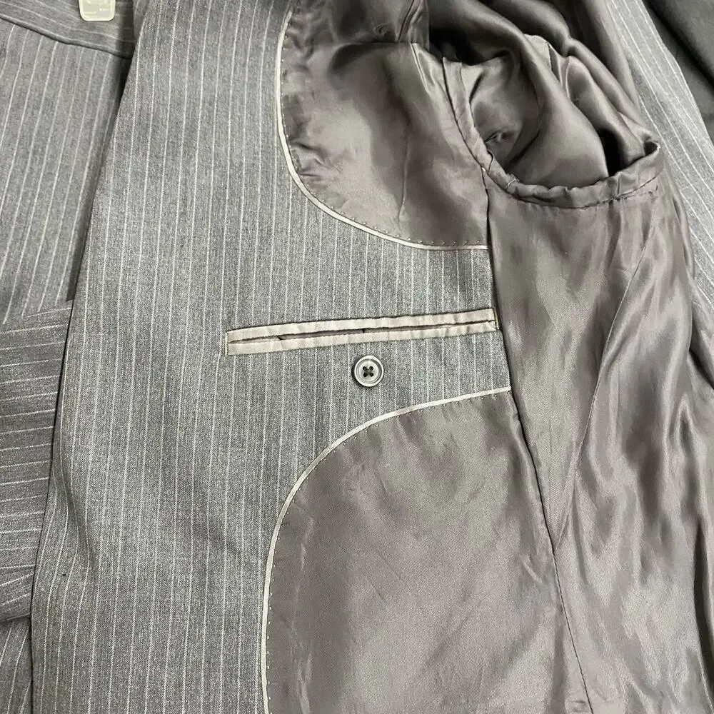 Brooks Brothers 346 Fitzgerald Fit Charcoal Gray Pinstripe Wool Suit 39R 34x30